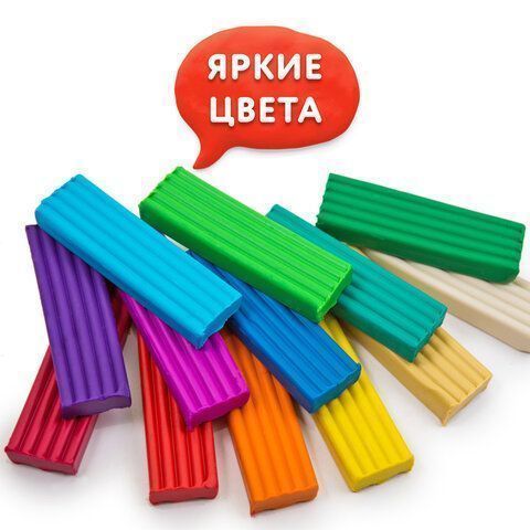 Пластилин 12цв 240г классический стек ЮНЛАНДИЯ ВЕСЁЛЫЙ ШМЕЛЬ 1/16