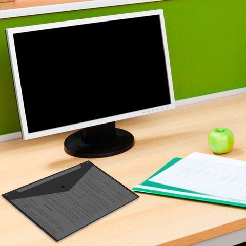 Папка-конверт А4 с кнопкой до 100л черная BRAUBERG 1/12