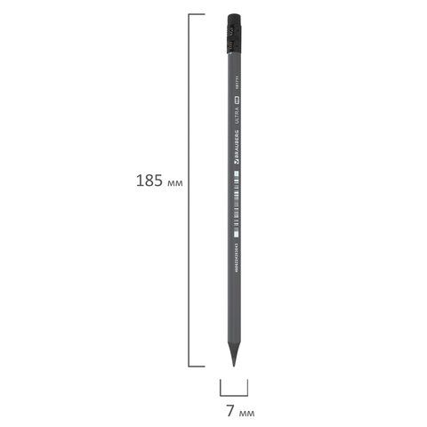 Карандаш ч/гр НВ пластиковый, с резинкой BRAUBERG ULTRA 1/72