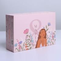 Подарочная коробка 16х23х7,5см 8 марта, девушка 1/1 Подарочная коробка 16х23х7,5см 8 марта, девушка 1/1