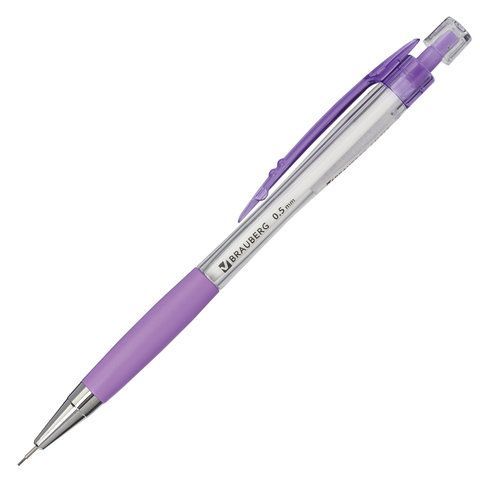 Карандаш ч/гр НВ механический 0,5мм резиновый грип, корпус ассорти BRAUBERG Elegant 1/12