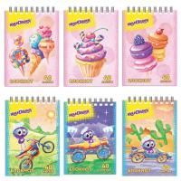 Блокнот МАЛЫЙ ФОРМАТ (75х105мм) А7, 40л, гребень, картон, клетка, ЮНЛАНДИЯ, ЮНЛАНДИК/СЛАДОСТИ 1/120