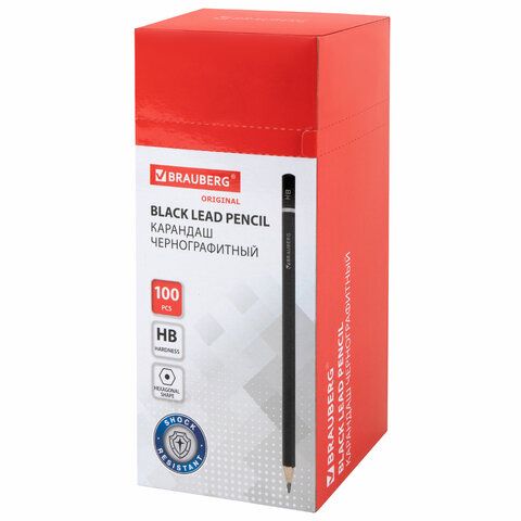 Карандаш ч/гр НВ черный заточ. карт. упак. BRAUBERG Fine Line Файн Лайн 1/100/3000