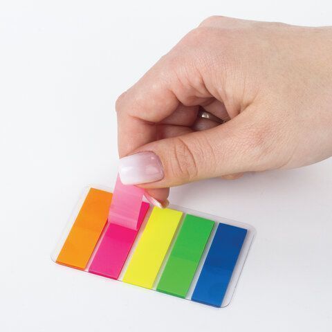 Закладки клейкие пластиковые 45х12мм 5цв х20л неон ЮНЛАНДИЯ 1/48 (Клиент)