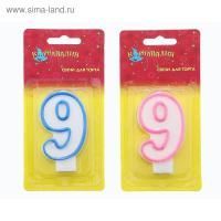 Свеча для торта Цветной ободок Цифра 9, цвета МИКС 1/600