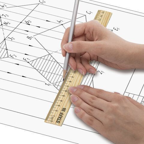 Линейка 25см деревянная канадская сосна STAFF 1/72