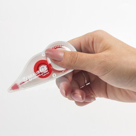 Корректирующая лента BRAUBERG 5мм х 6м, корпус красный, механизм перемотки, блистер, 226809 1/24